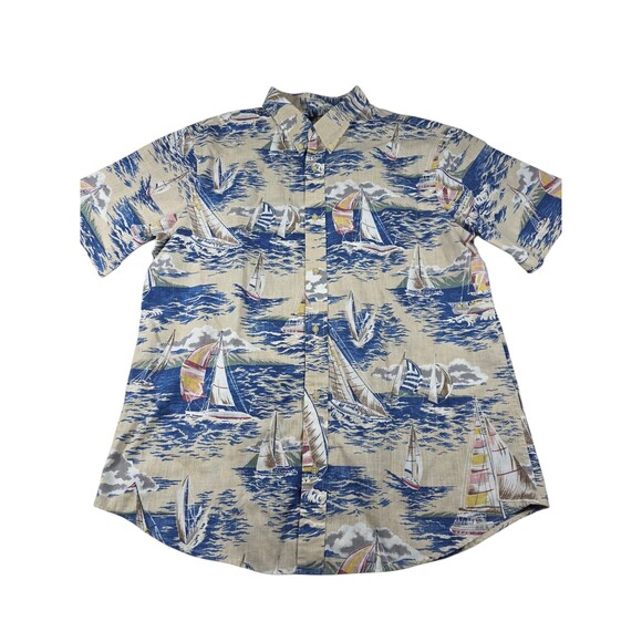 Reyn Spooner 2XL XXL Tailored Fit Sailboat Hawaiian Shirt Button Front - Picture 1 of 5